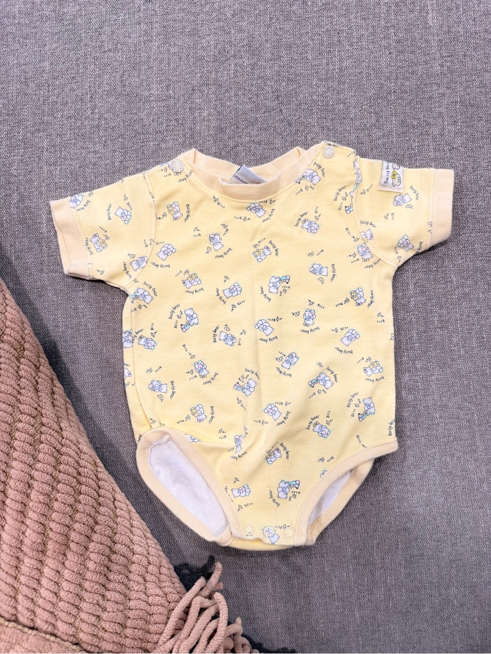 Vintage McBaby Yellow Busy Bear Bodysuit 3-6 Months